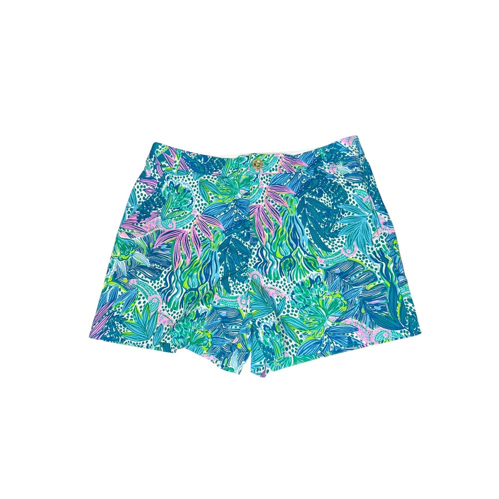 Lilly Pulitzer Gretchen High Rise Shorts Botanical Green Holiday In The Sun 10